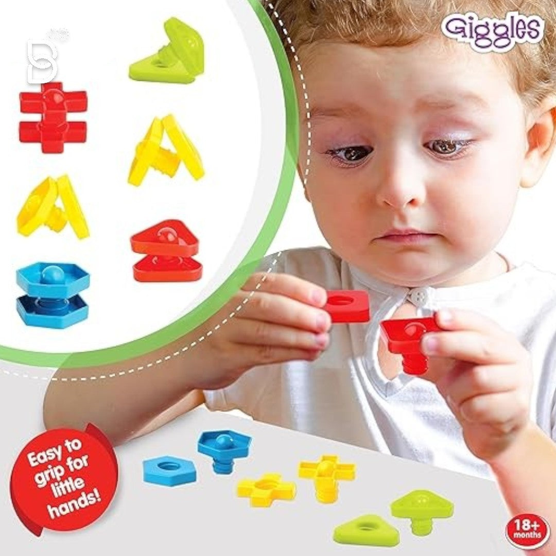 FUNSKOOL - NUTS AND BOLTS, INTERLOCKING EDUCATIONAL BLOCKS, SHAPE & COLOURS