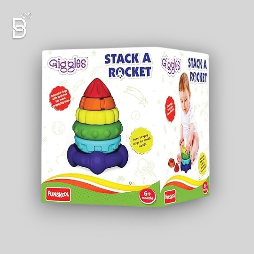 FUNSKOOL - STACK A ROCKET - 6PCS WITH TEXTURES, MULTI-COLOURED LEARNING EDUCATIONAL TOY, TOY FOR TODDLERS