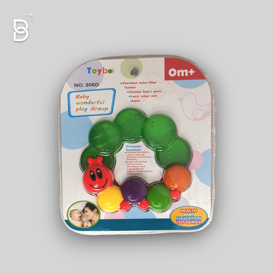 TOY BOI TEETHER TOY BABY SILICON SMOOTH TEETHING TOYS CATERPILLAR LINKS WATER FILLED SOFT TEETHER