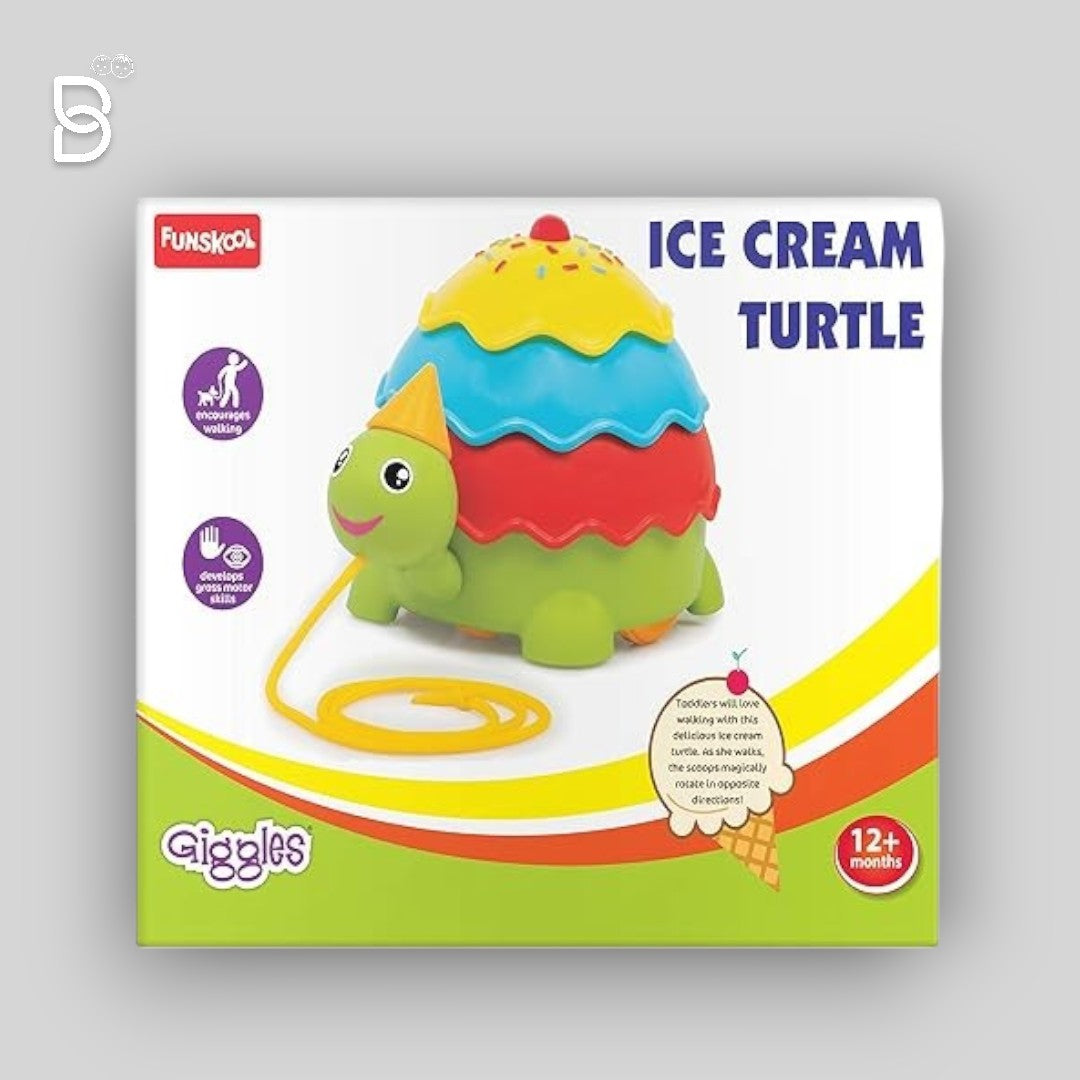 FUNSKOOL ICE-CREAM TURTLE, PULL STRING TOY, TURTLE TOY