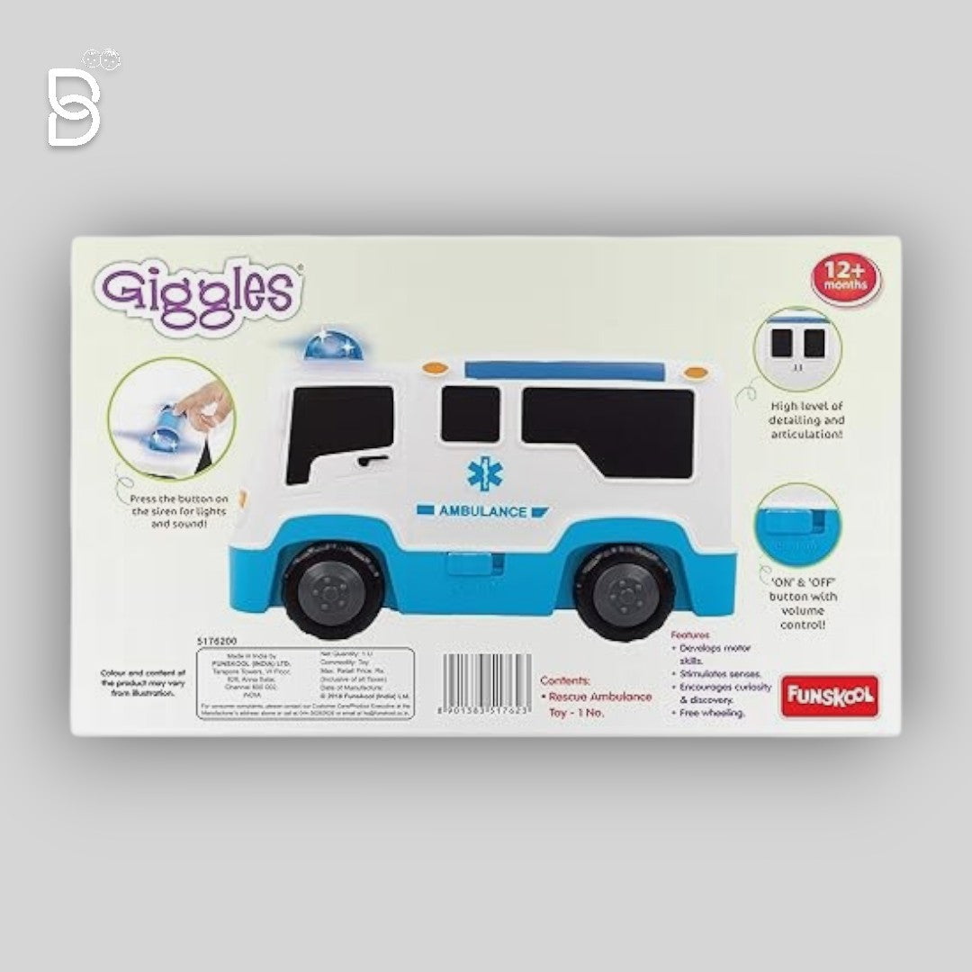 FUNSKOOL RESCUE AMBULANCE, MULTI COLOR VEHICLE WITH LIGHTS & SOUNDS