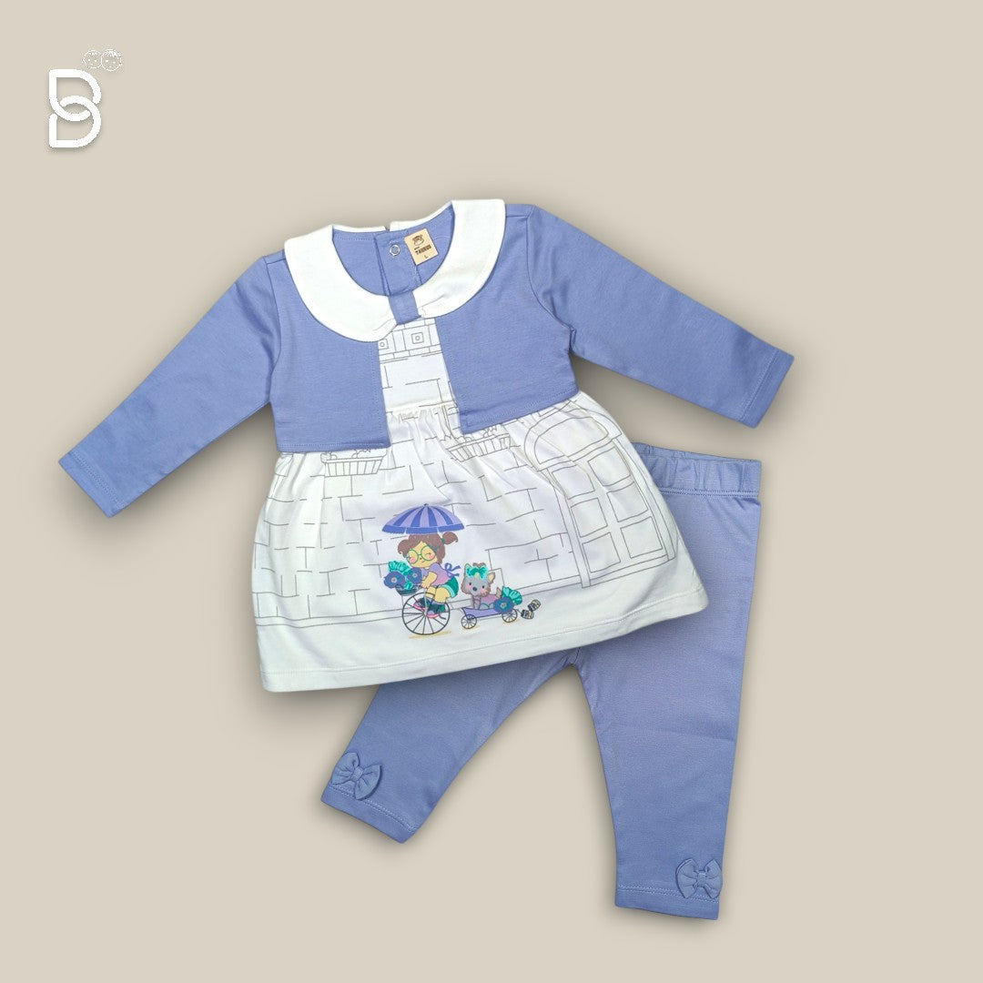 NEW BORN COTTON FROCK PANT PURPLE