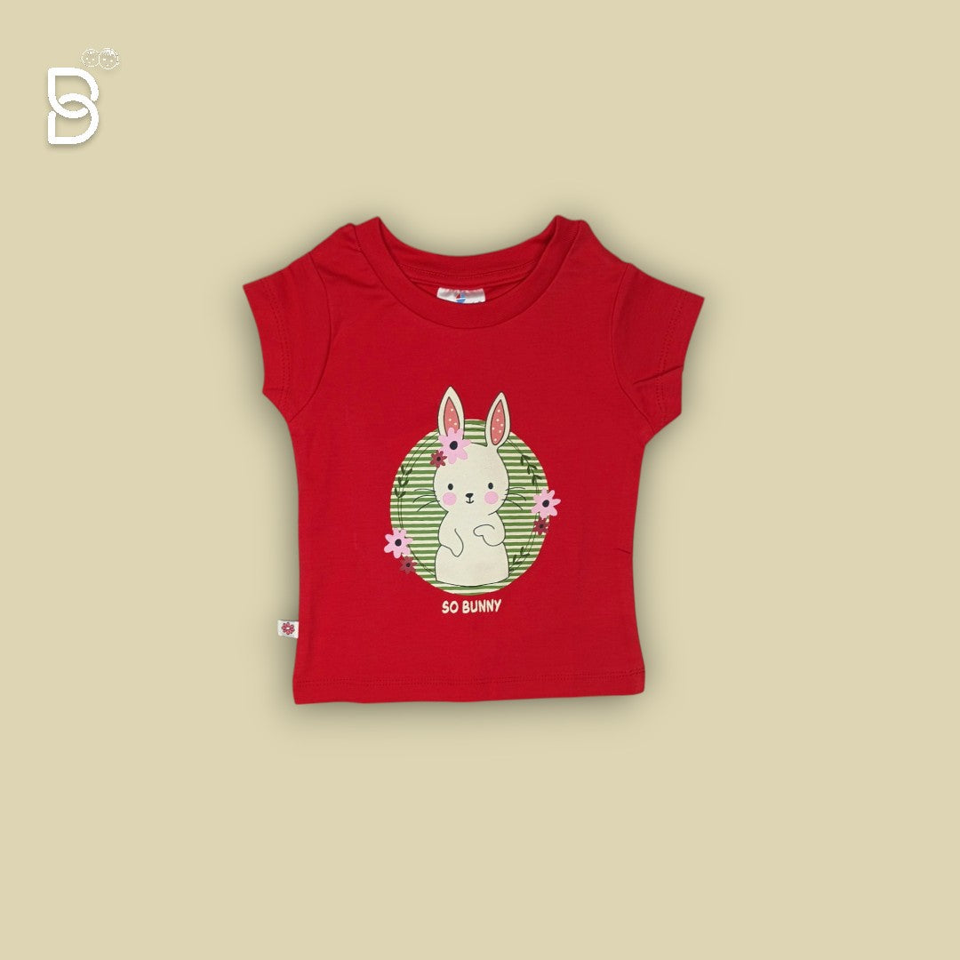 GIRLS RED T-SHIRT & WHITE NICKER