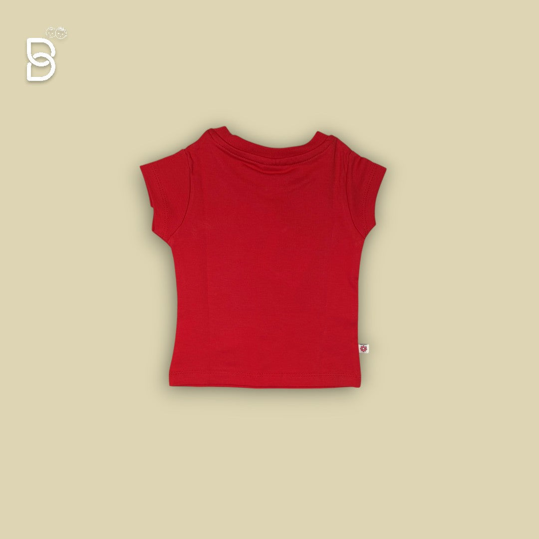 GIRLS RED T-SHIRT & WHITE NICKER