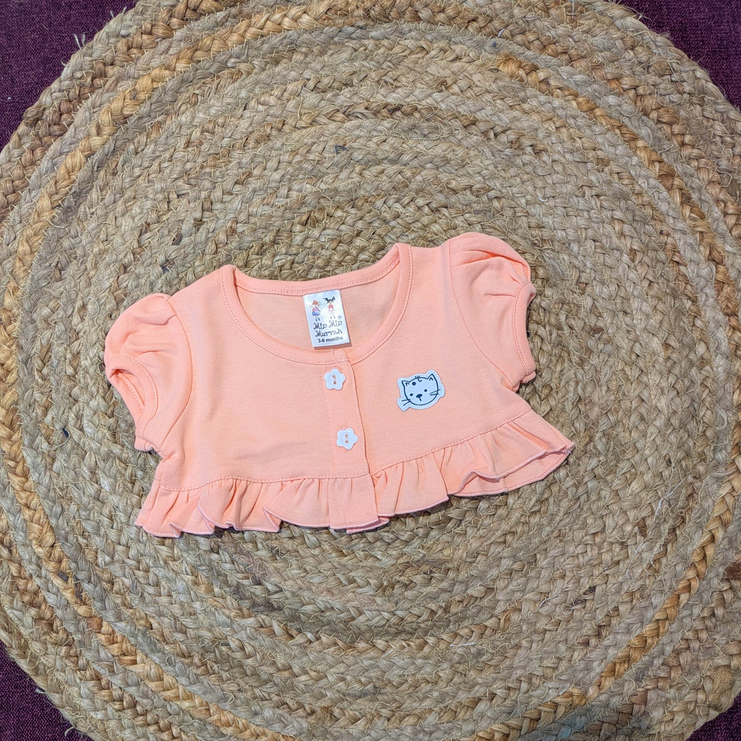 Baby Girls Two-Piece Animal & Polka Dot Dress Set (Peach)
