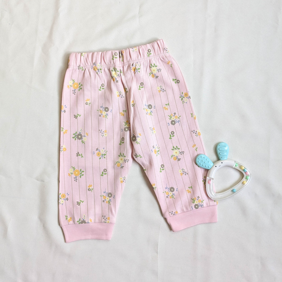 Baby Girl Floral Pinstripe 2-Piece Night Set
