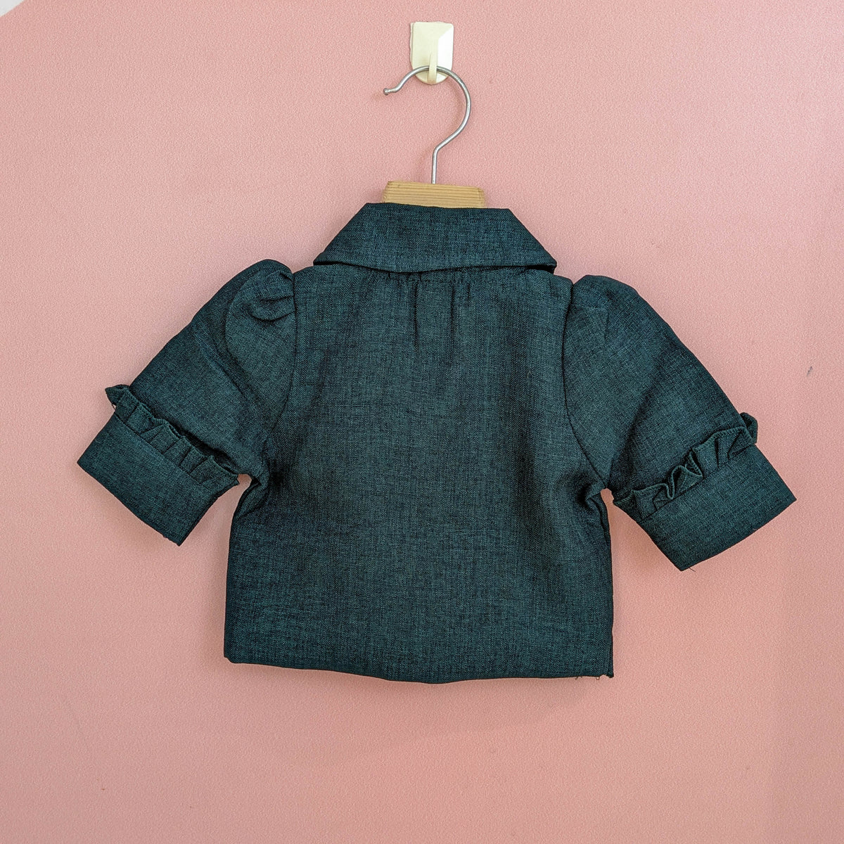 Girls Embroidered Short-Sleeve Top & Wide-Leg Shorts Set (Dark Teal & Off-White)