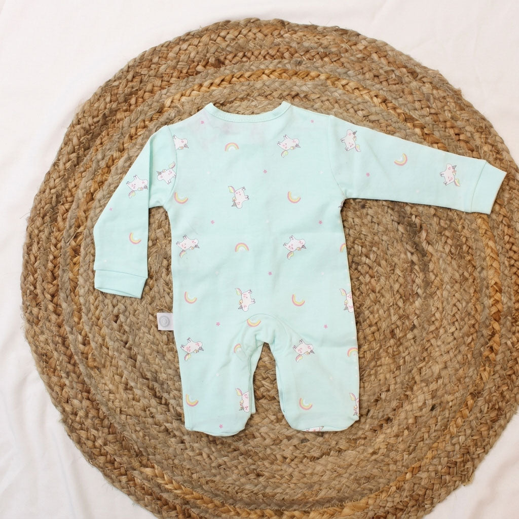 New Born Mint Green Romper With Matching Beanie