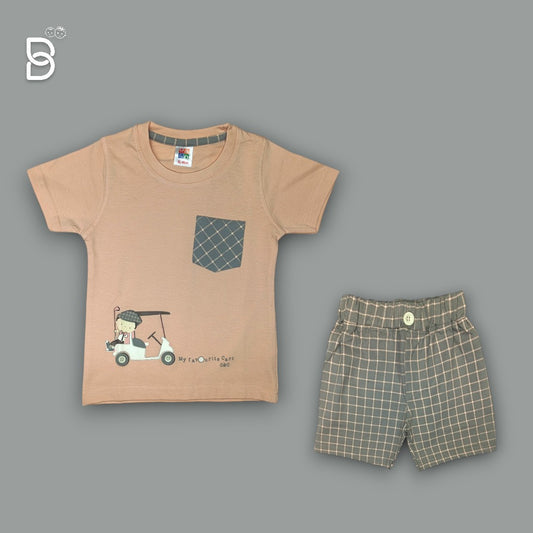BOYS PRINTED T-SHIRT AND NICKER ORANGE - O&O