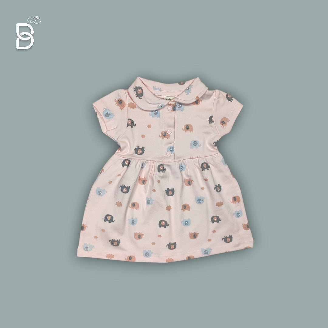 NEW BORN BABY GIRL COTTON FROCK PEACH COLOR