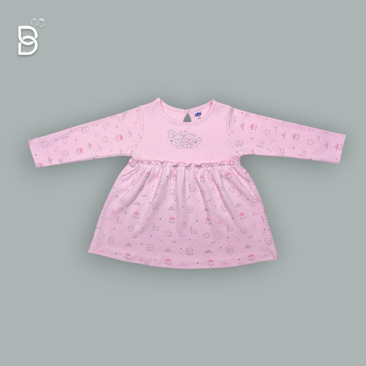 NEWBORN GIRLS COTTON FROCK PINL FLORAL PRINT