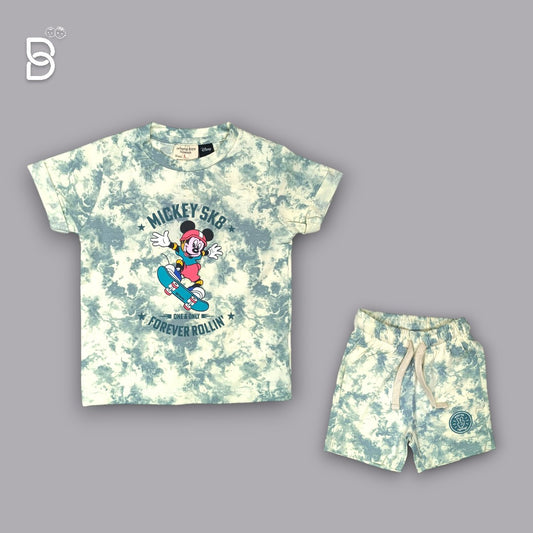 BOYS PRINTED T-SHIRT AND NICKER MULTI - OLLYPOP