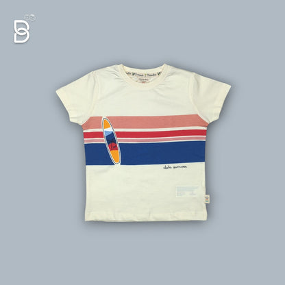 BOYS PRINTED T-SHIRT AND NICKER CREAM - OLLYPOP