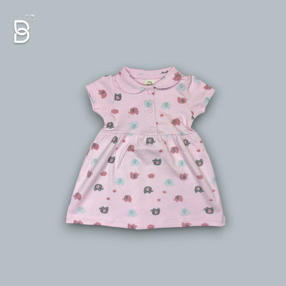 NEW BORN COTTON FROCK PINK COLOR