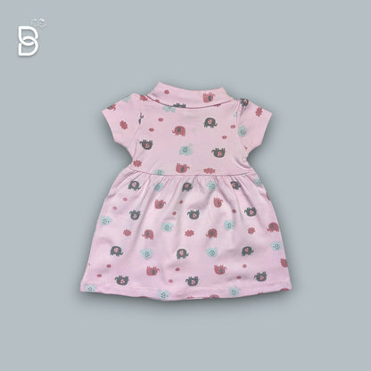 NEW BORN COTTON FROCK PINK COLOR