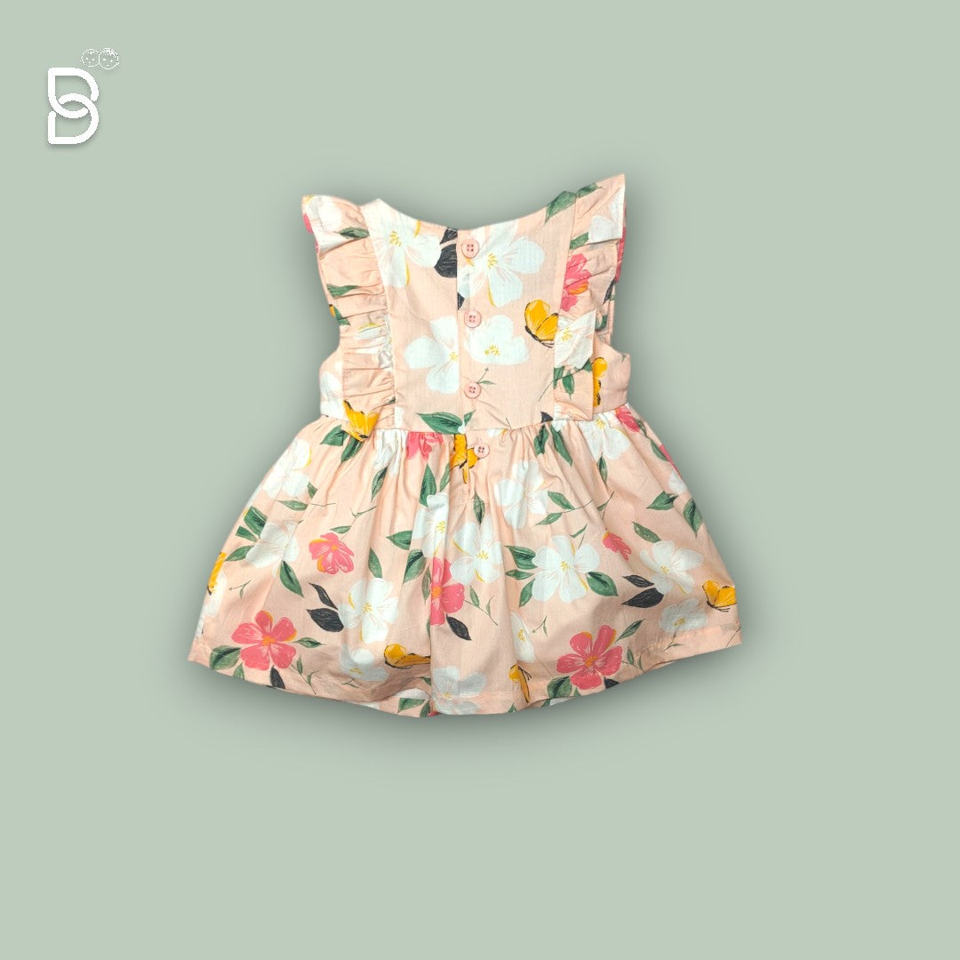GIRLS COTTON FROCKS WITH FLORAL PRINT