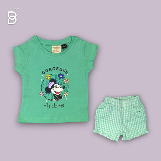 GIRLS CASUAL WEAR COTTON T-SHIRT & NICKER GREEN - OLLYPOP