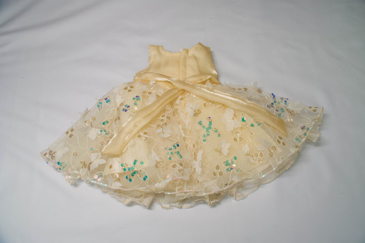 Babies Gold & Champagne Butterfly Sequin Party Dress Set