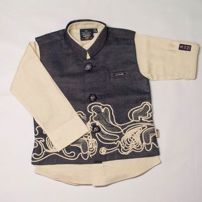 Boys 3-Piece Embroidered Nehru Jacket, Kurta & Trousers Set