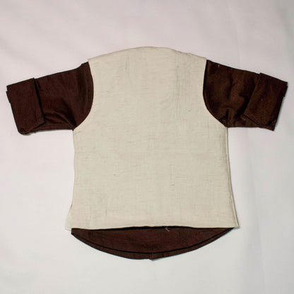 Boys 3-Piece Off-White & Dark Brown Safari Vest, Shirt & Trousers Set