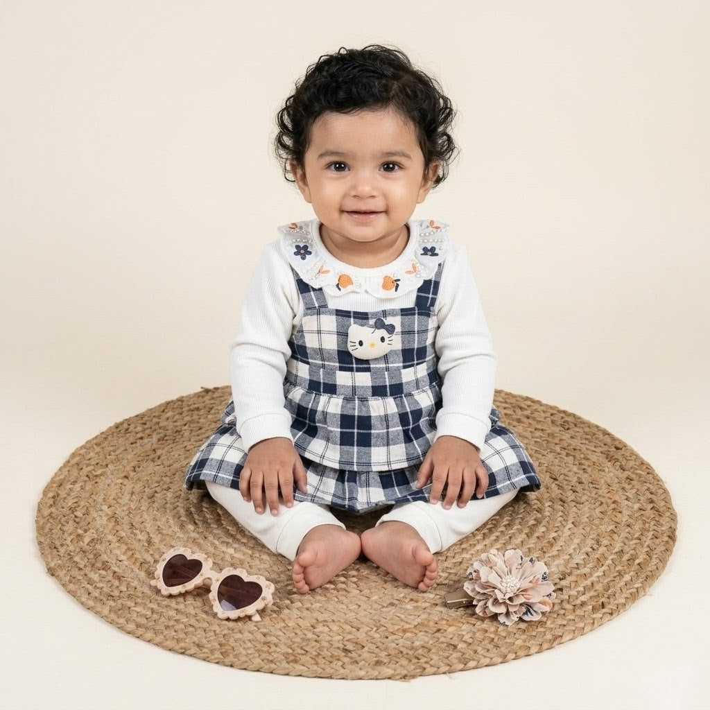 New born Faux-Layered Frock & Leggings Set