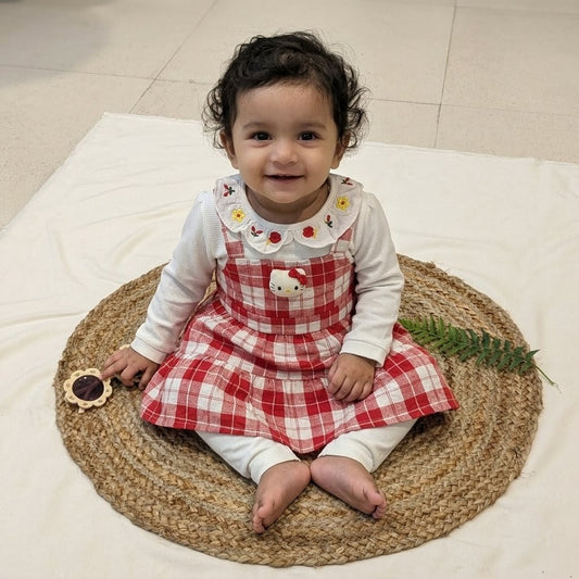 New born Faux-Layered Frock & Leggings Set