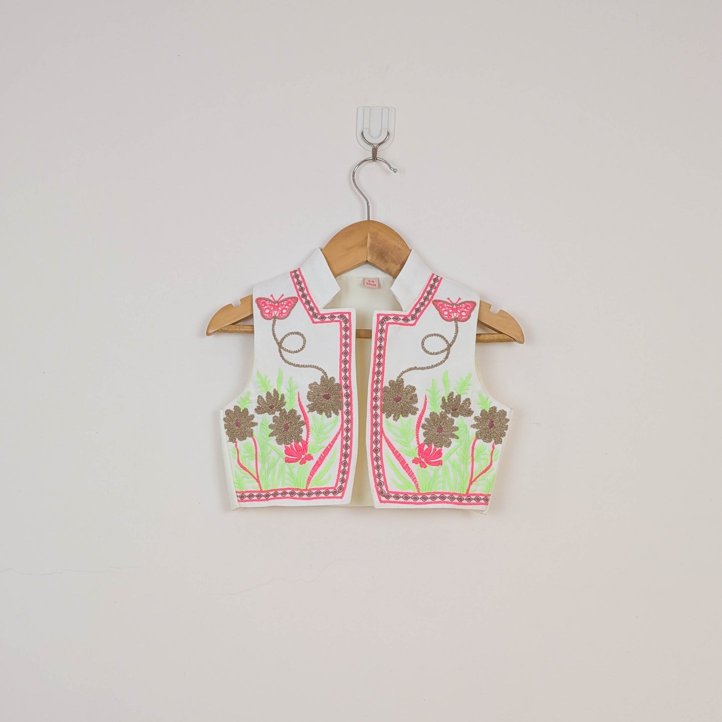 Off-White Folk-Embroidered Dress & Waistcoat Vest Set