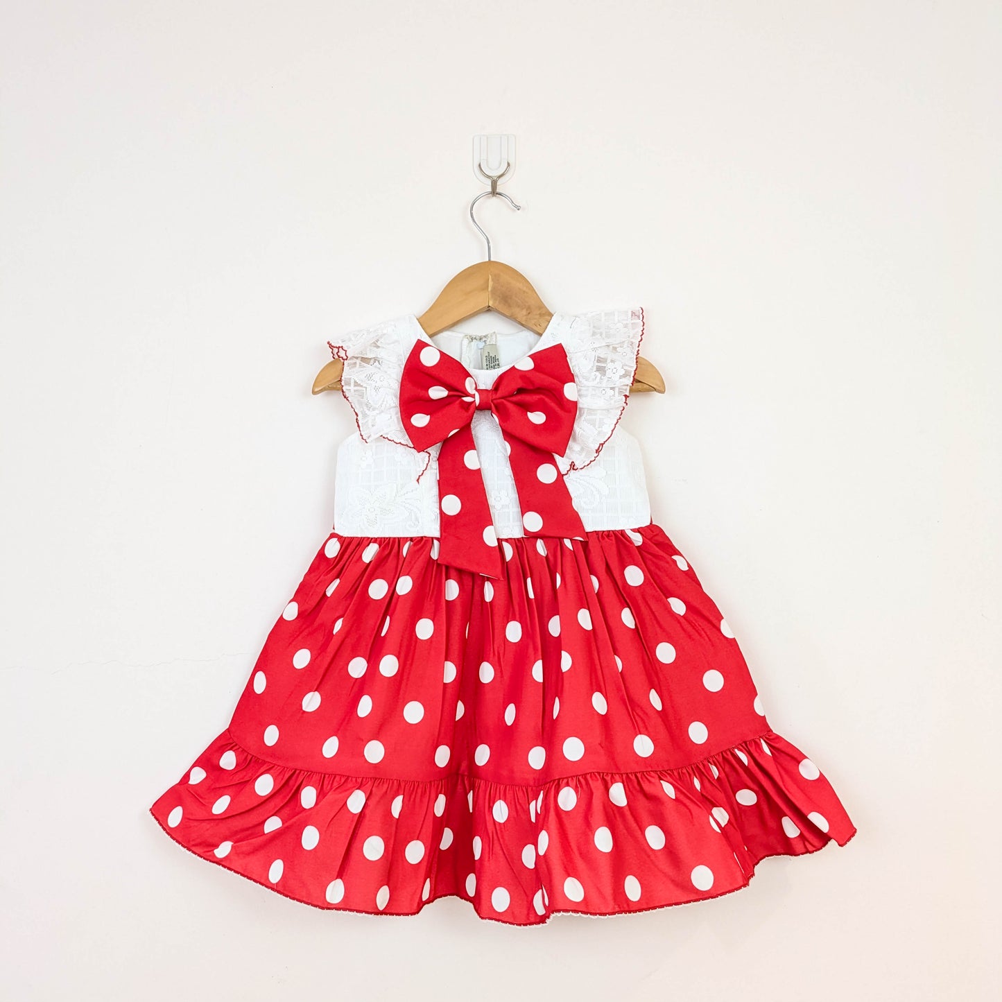 Charming Red & White Polka Dot Flutter-Sleeve Dress
