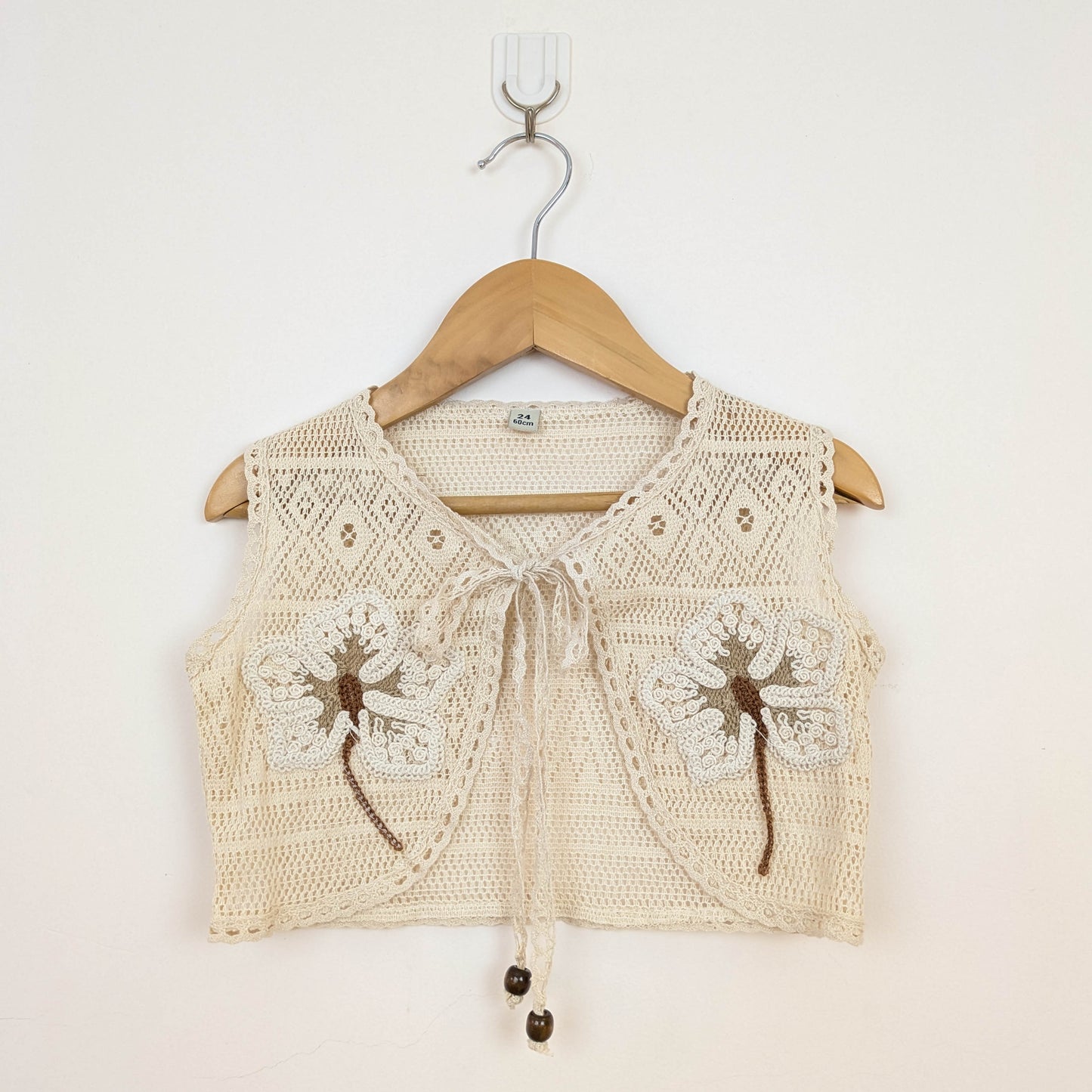 Vintage-Style Sage Green Tiered Dress & Crochet Vest Set