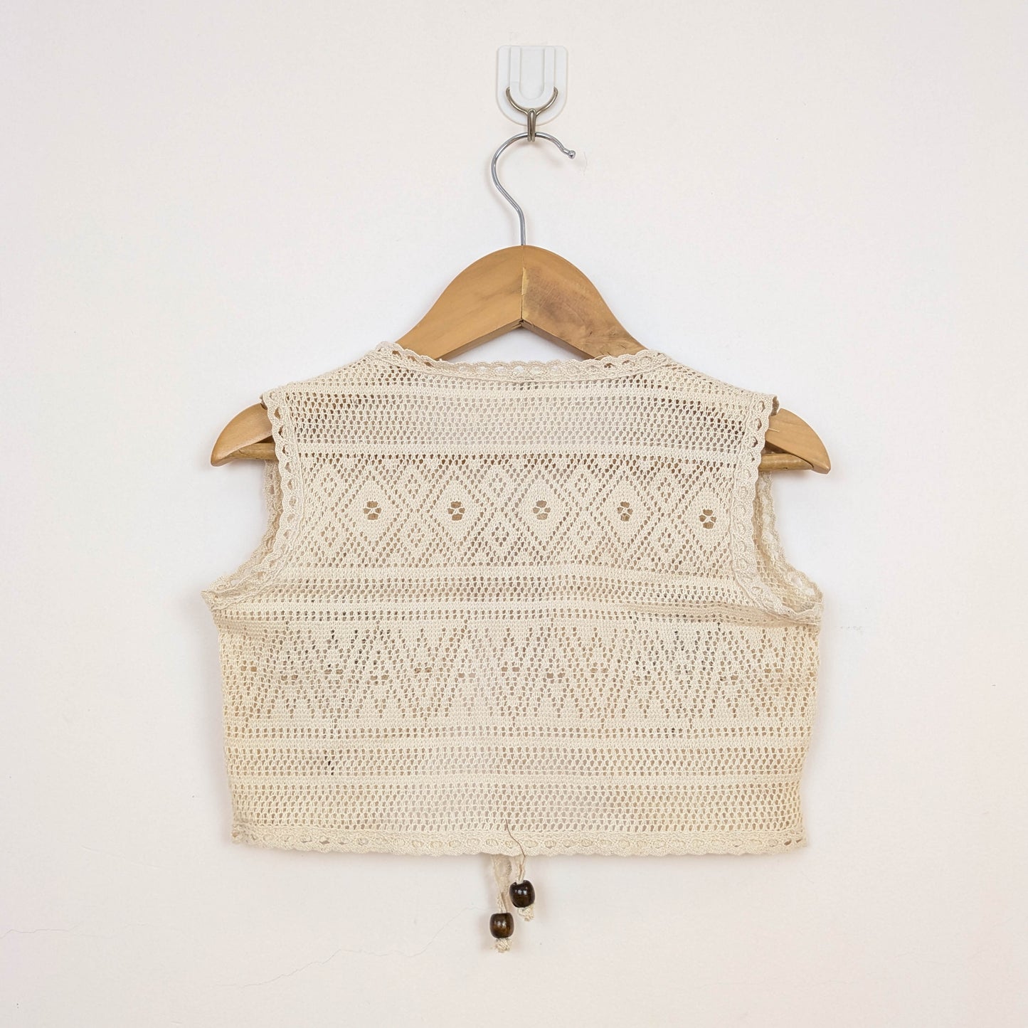 Vintage-Style Sage Green Tiered Dress & Crochet Vest Set