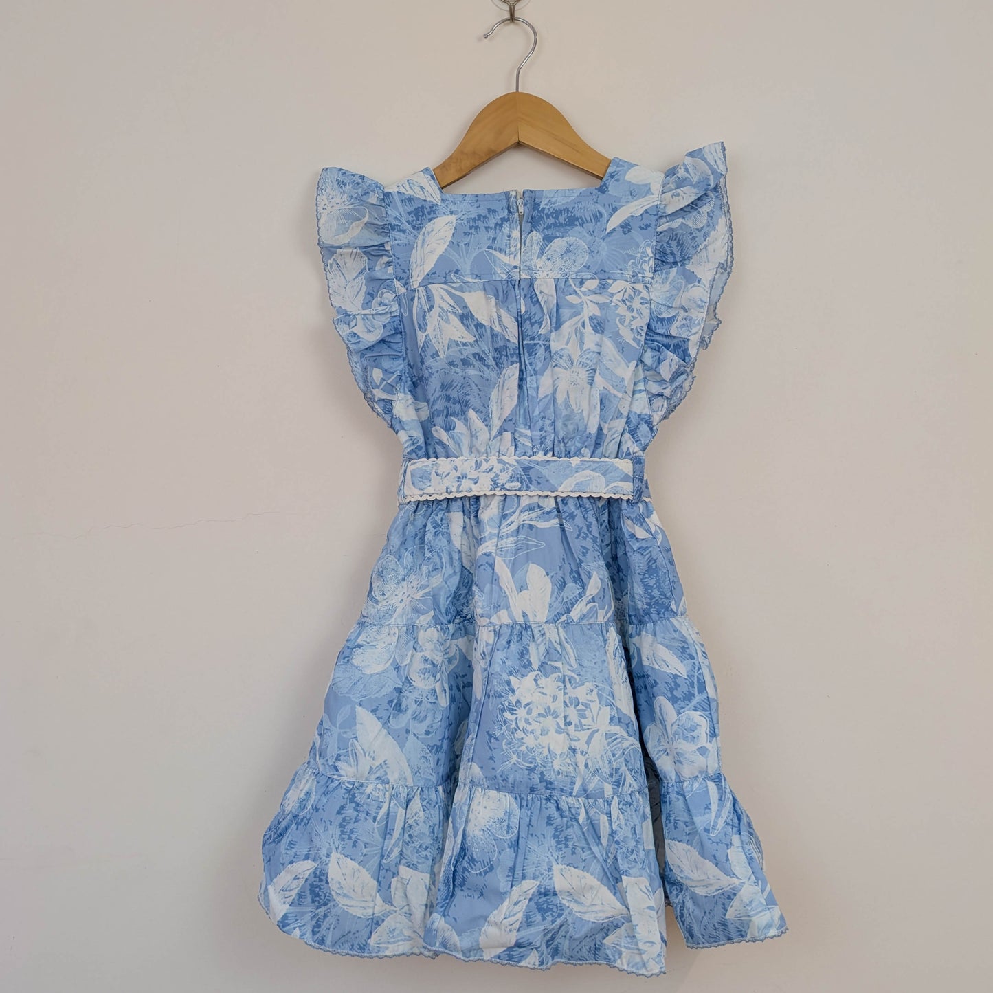 Charming Blue & White Floral Tiered Sundress