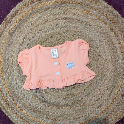 Baby Girls Two-Piece Animal & Polka Dot Dress Set (Peach)