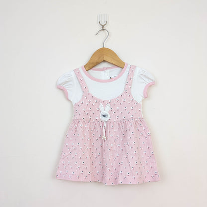 Sweet Pink Floral Bunny 2-in-1 Layered Dress