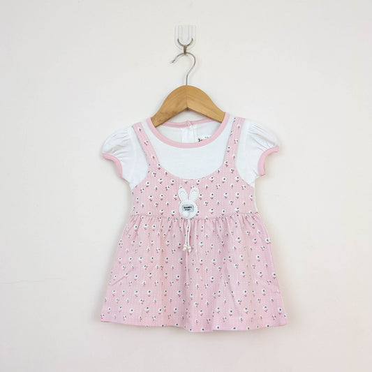 Sweet Pink Floral Bunny 2-in-1 Layered Dress