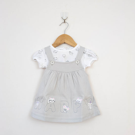 Grey Animal Friends Pinafore & Printed Tee Set