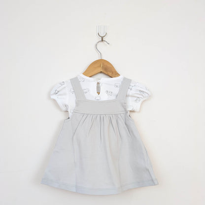Grey Animal Friends Pinafore & Printed Tee Set