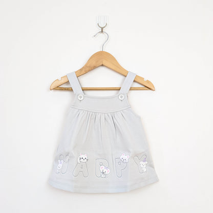 Grey Animal Friends Pinafore & Printed Tee Set