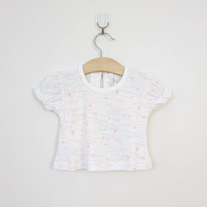 Peach Ocean Explorer Pinafore & Wave Print Tee Set