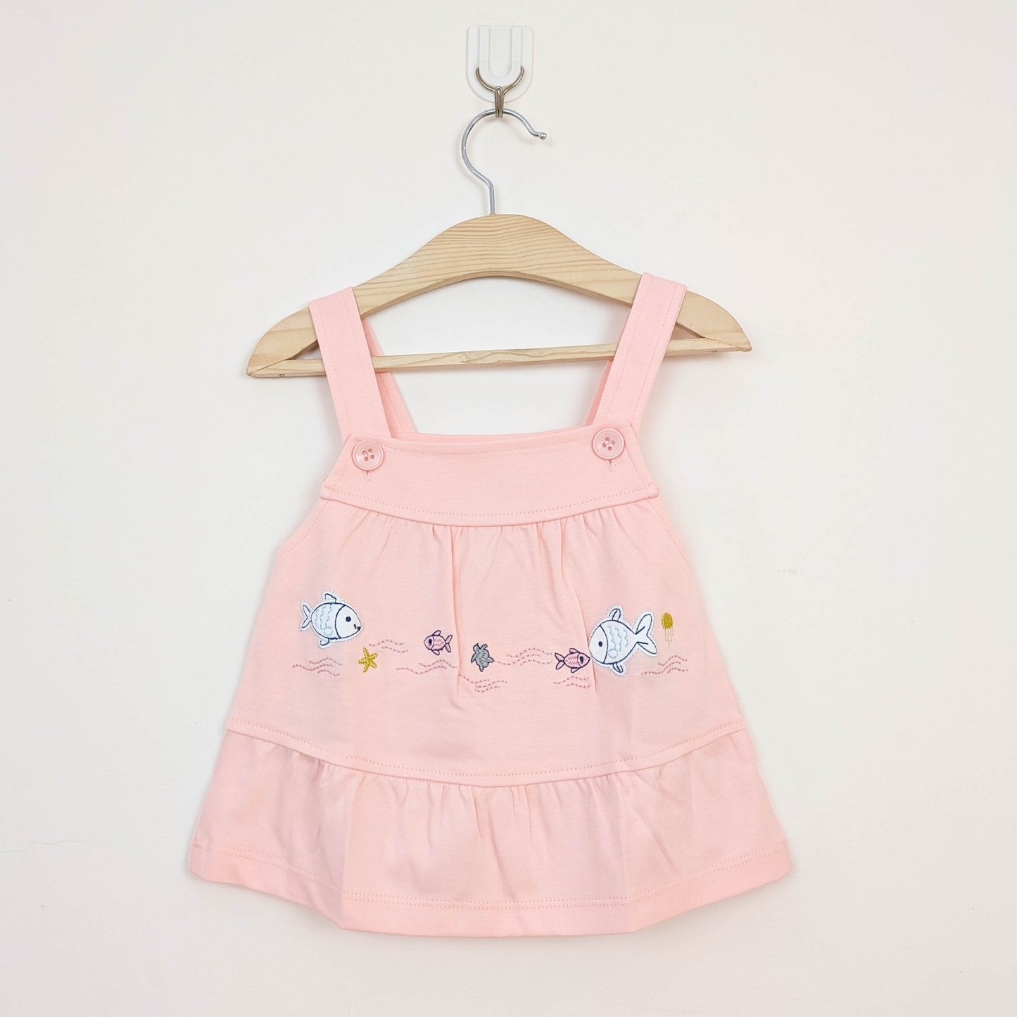 Peach Ocean Explorer Pinafore & Wave Print Tee Set