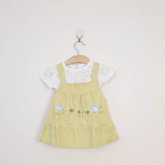 Baby Girl 2-Piece Ocean Theme Pinafore Dress Set