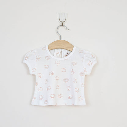 Baby Girl 2-Piece "HAPPY" Animal Pinafore Dress Set