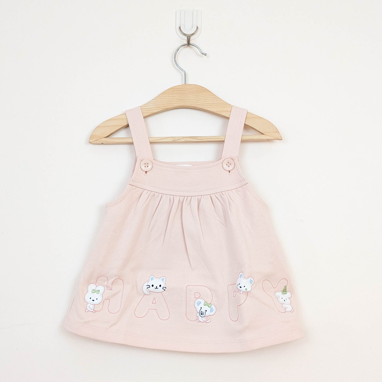 Baby Girl 2-Piece "HAPPY" Animal Pinafore Dress Set