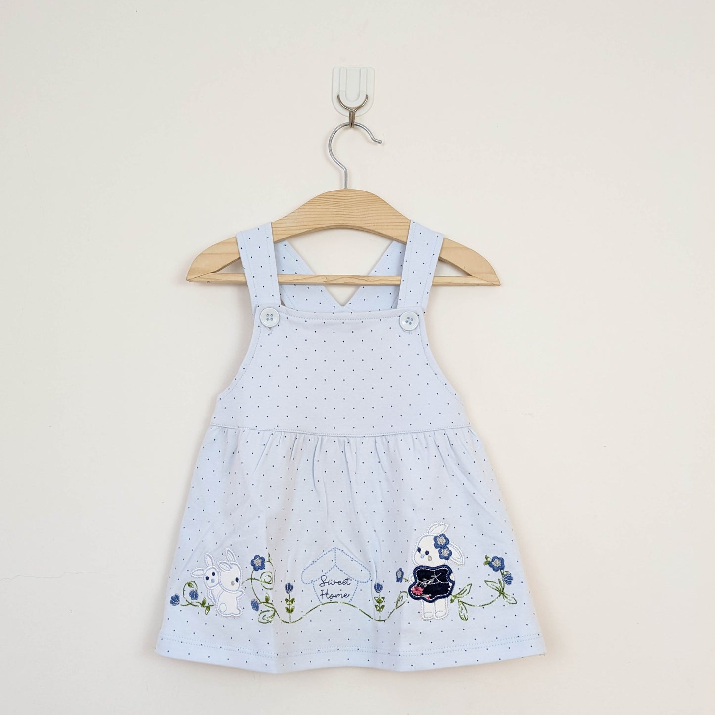 Baby Girl 2-Piece "Sweet Home" Bunny Pinafore Dress Set