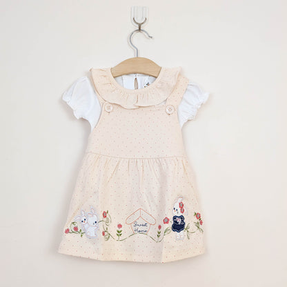 Baby Girl 2-Piece "Sweet Home" Bunny Pinafore Dress Set