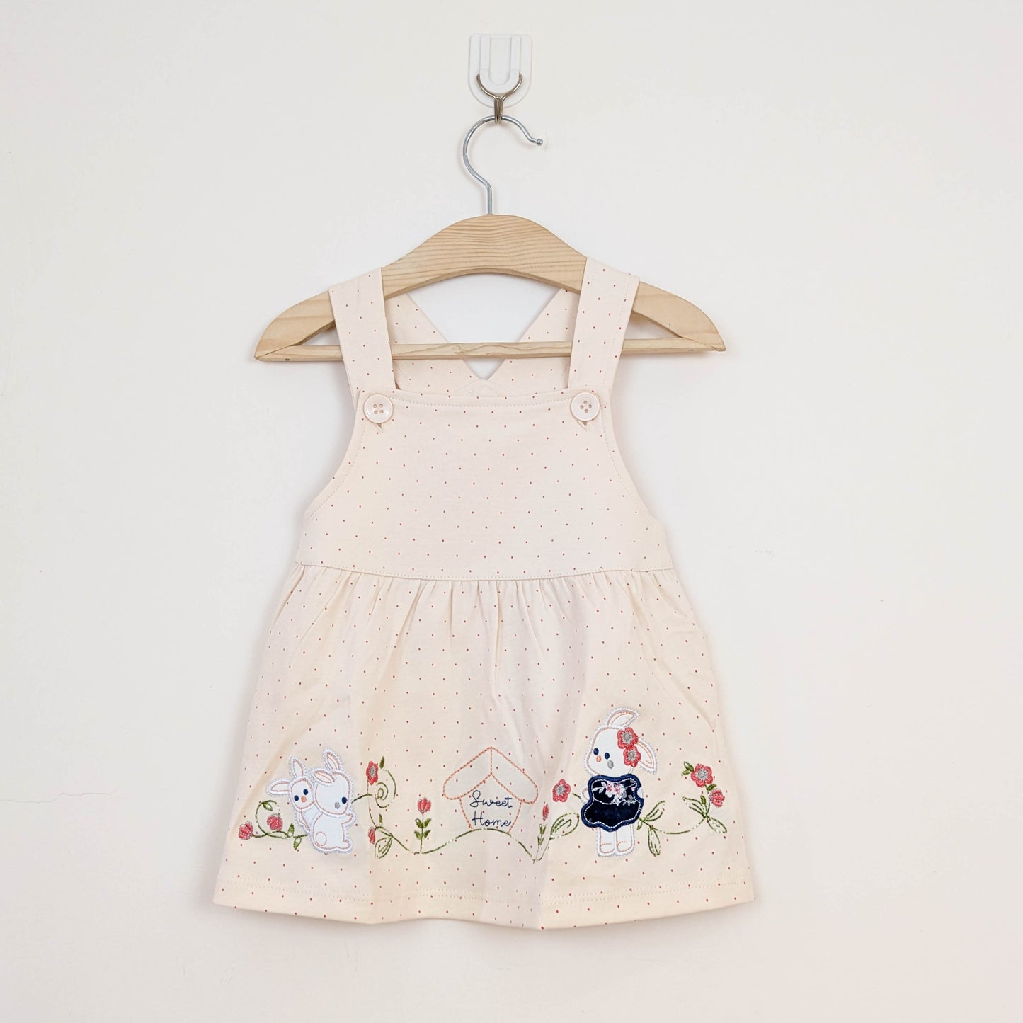 Baby Girl 2-Piece "Sweet Home" Bunny Pinafore Dress Set