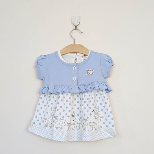 Baby Girls Two-Piece Animal & Polka Dot Dress Set