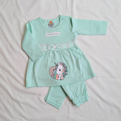 Unicorn Printed Tunic Dress & Leggings Set