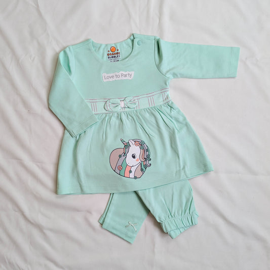 Unicorn Printed Tunic Dress & Leggings Set