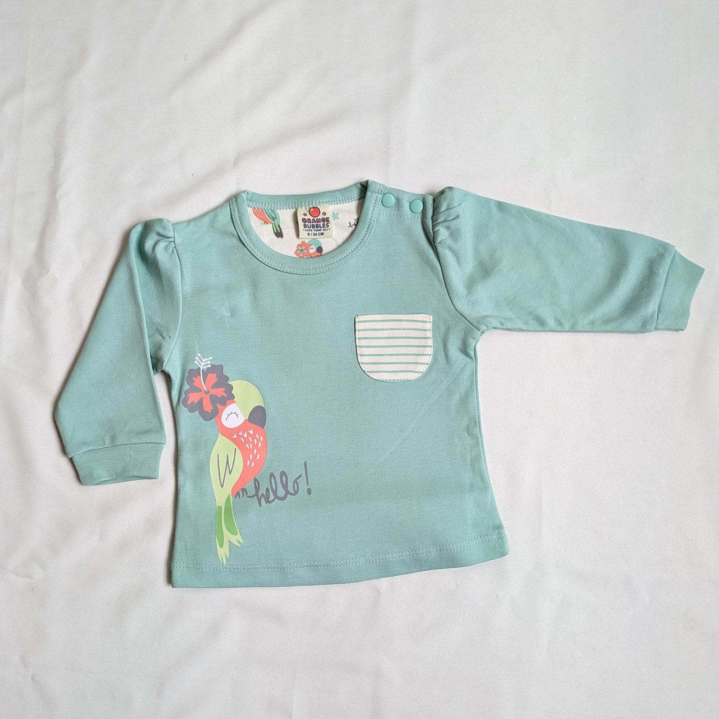 Parrot Print Mint Top & Tropical Pants Set