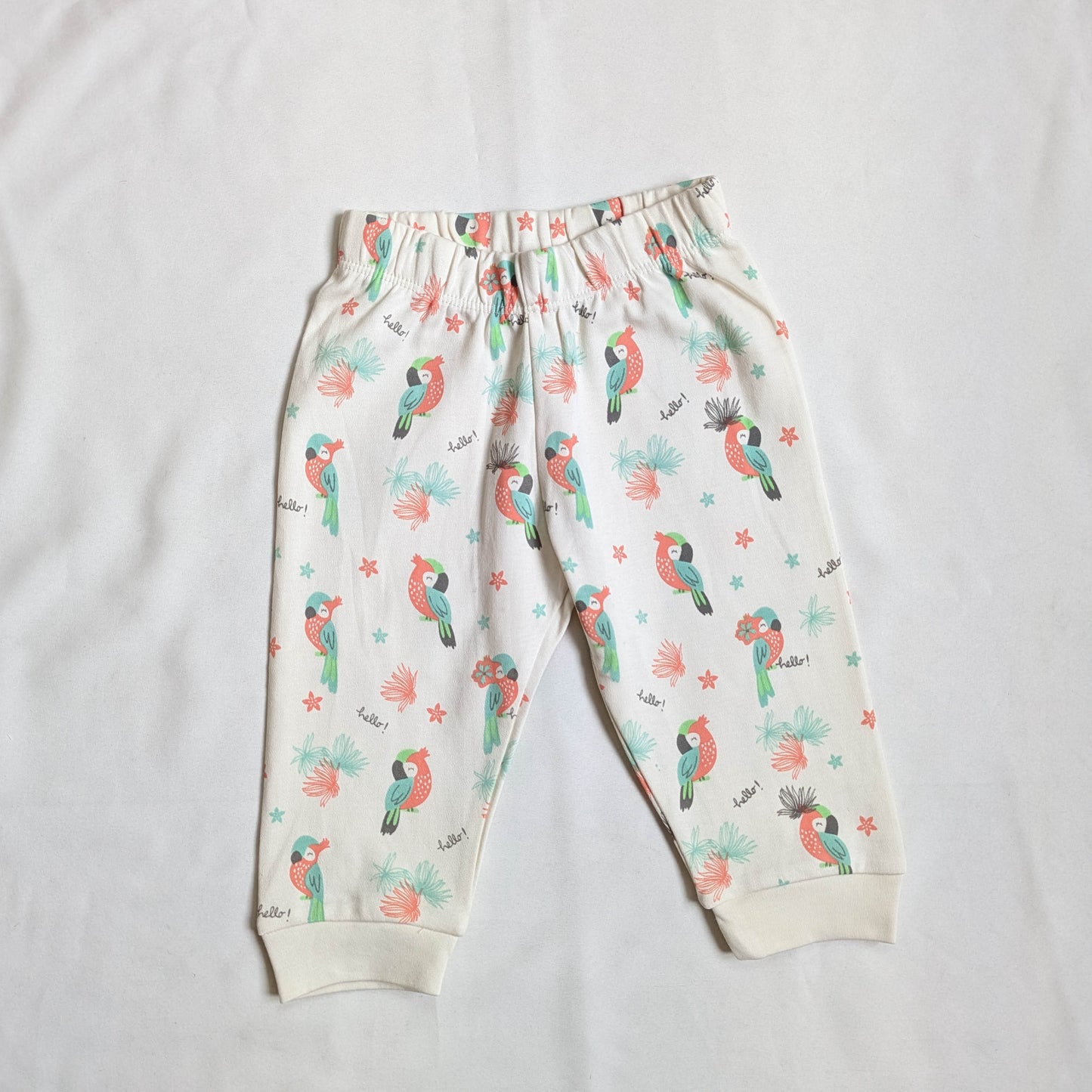 Parrot Print Mint Top & Tropical Pants Set